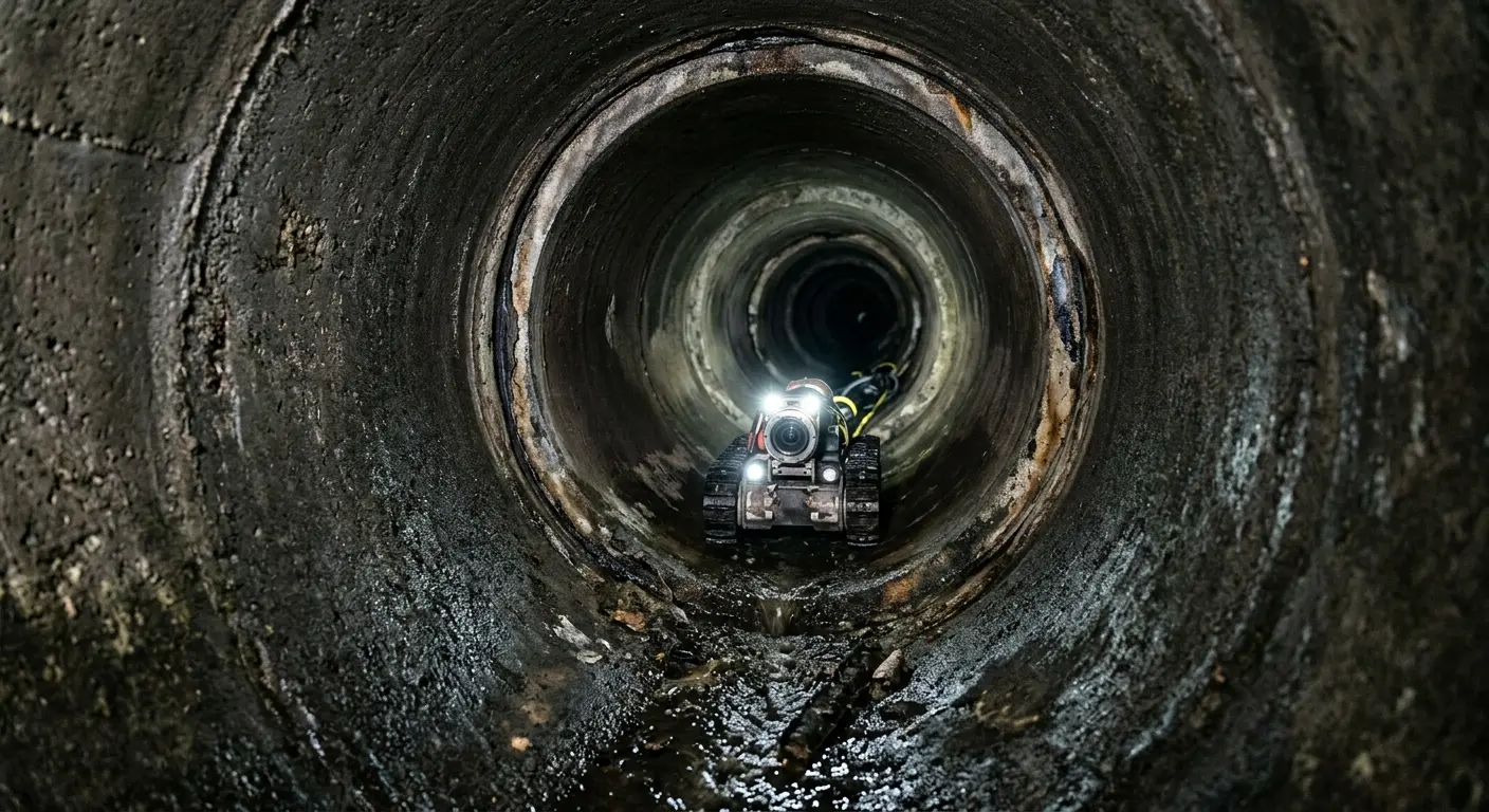 Robotic sewer camera inspecting pipe interior for Sewer Line Repair in Warrenton